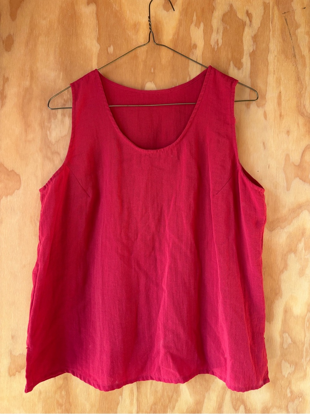 Fridaze 100% Linen Relaxed Fit Red Tank Top Large Quiet Luxury Old Money Flowy